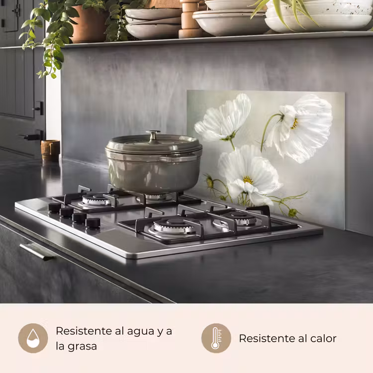 Salpicaderos de cocina - Flores - Naturaleza muerta - Amapola - Blanco - Botánico — 2