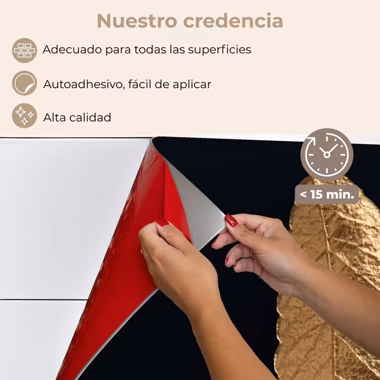 Salpicaderos de cocina - Hojas - Negro - Oro - Lujo - Naturaleza — 4