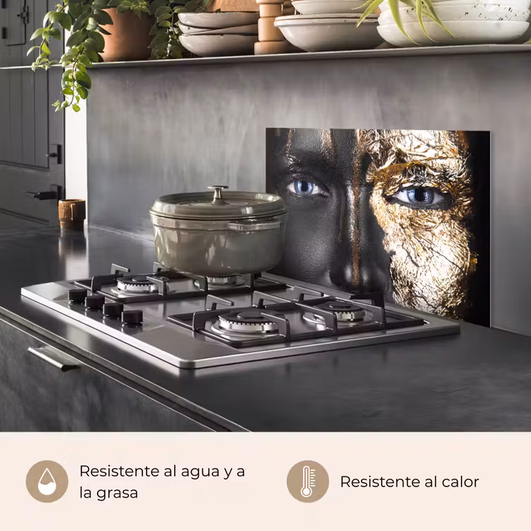 Salpicaderos de cocina - Mujer - Hoja de oro - Negro - Oro - Lujo — 2