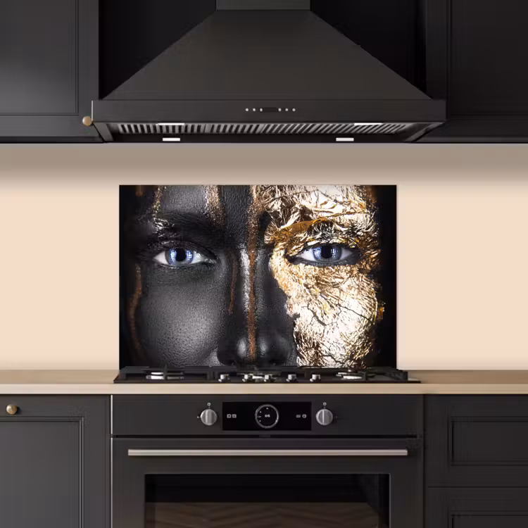 Salpicaderos de cocina - Mujer - Hoja de oro - Negro - Oro - Lujo — 5