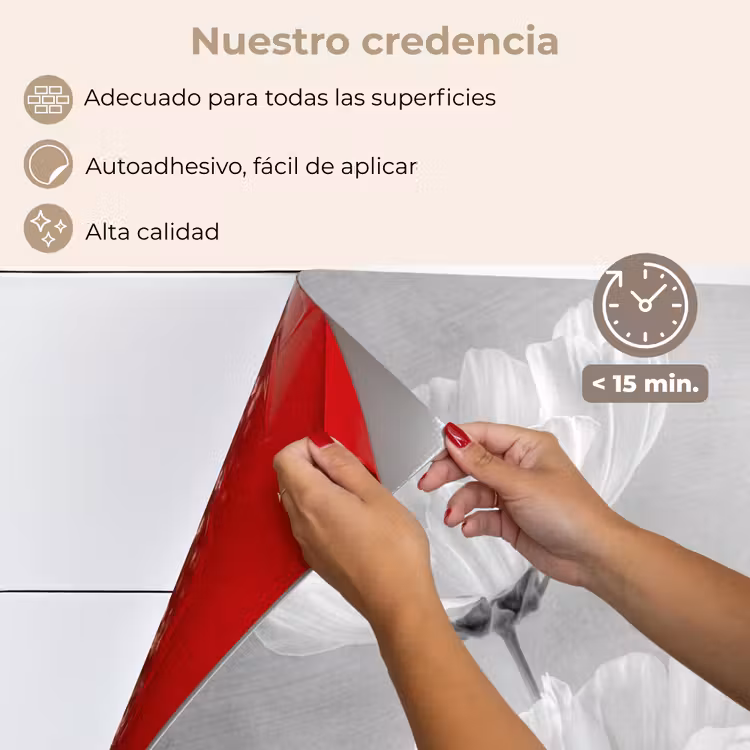 Salpicaderos de cocina - Naturaleza muerta - Flores - Blanco y negro - Amapola - Botánico — 4