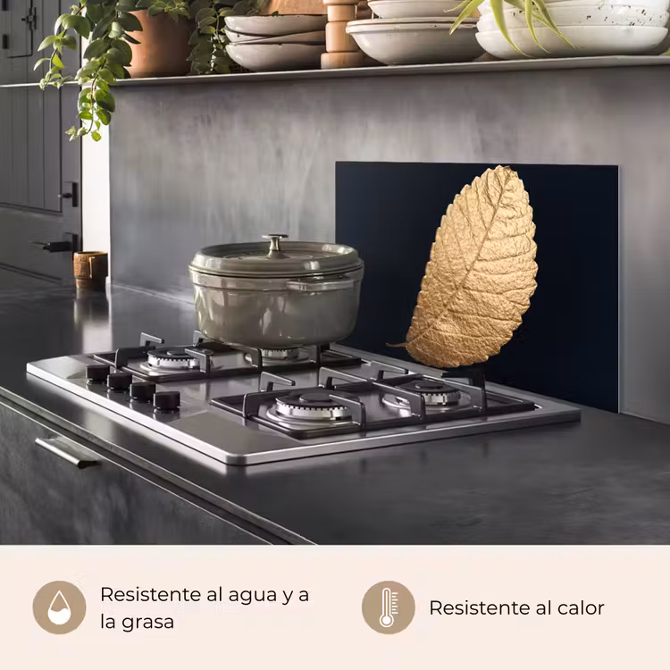Salpicaderos de cocina - Oro - Hojas - Negro - Plantas - Lujo - Naturaleza — 2