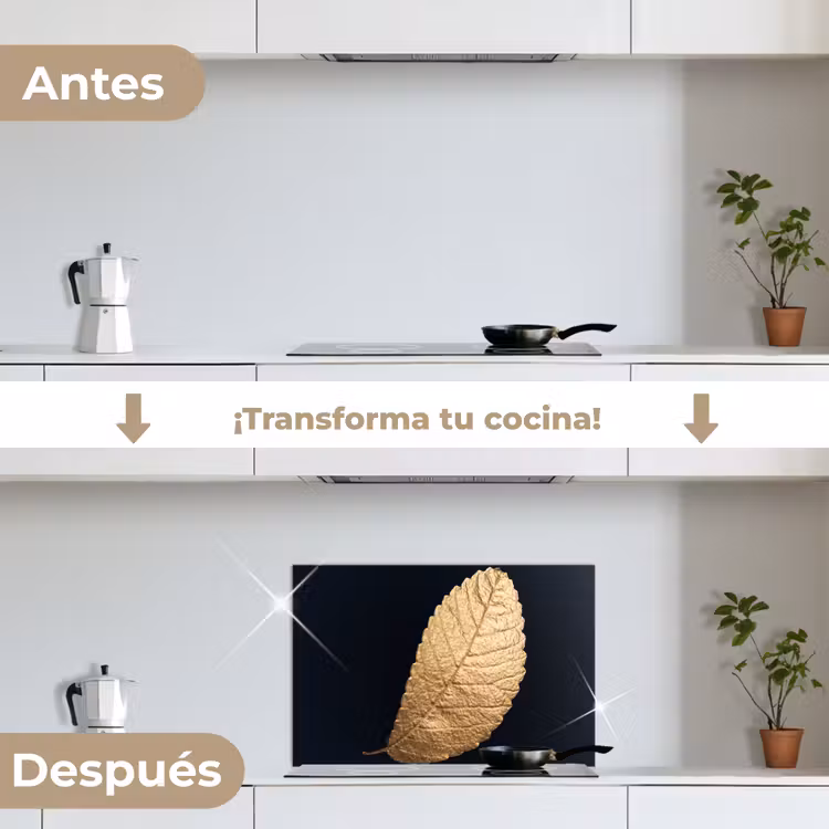 Salpicaderos de cocina - Oro - Hojas - Negro - Plantas - Lujo - Naturaleza — 7
