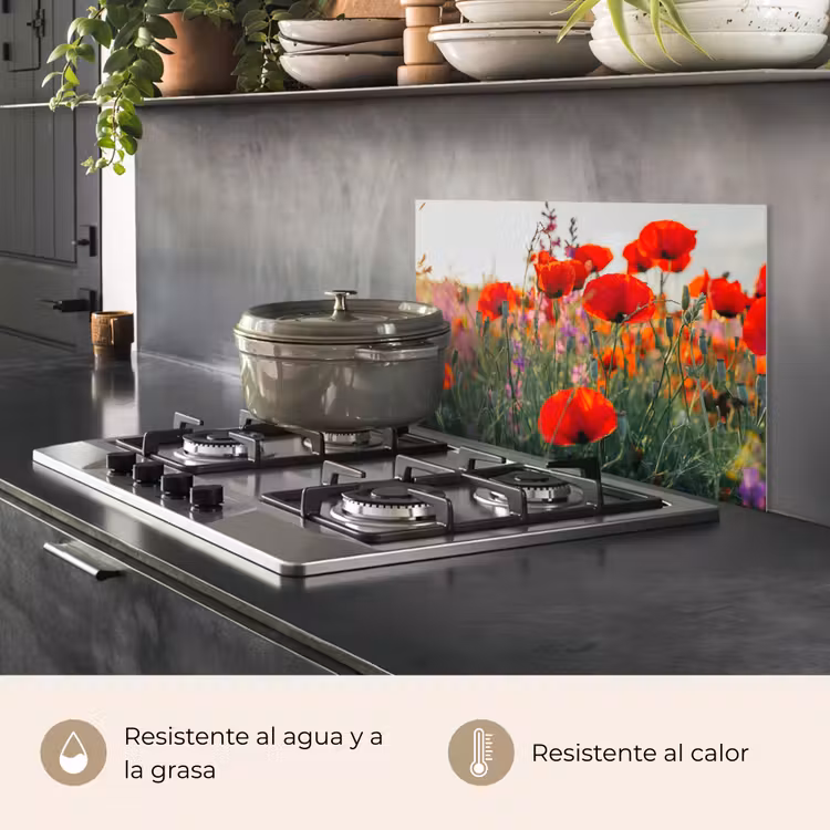 Salpicaderos de cocina - Amapola - Flores - Rojo - Morado - Pradera — 2