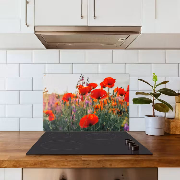 Salpicaderos de cocina - Amapola - Flores - Rojo - Morado - Pradera — 3