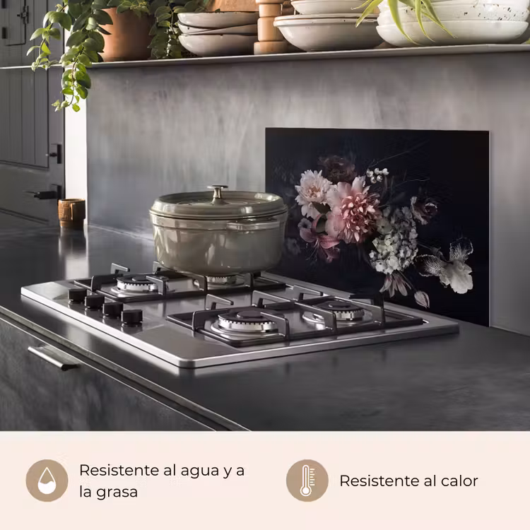Salpicaderos de cocina - Flores - Vintage - Pastel - Rosa - Blanco — 2