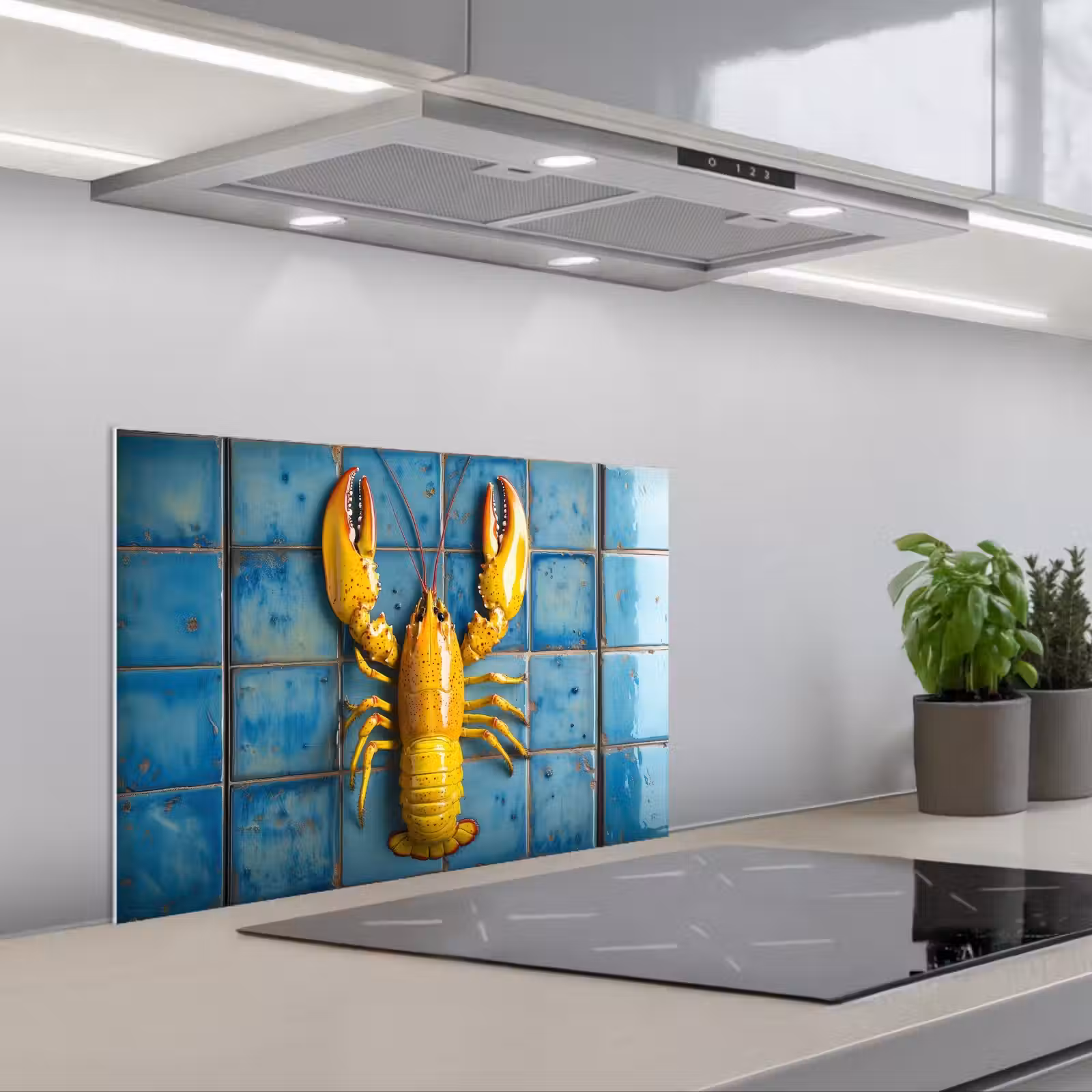Salpicaderos de cocina - Cáncer - Amarillo - Azul - Azulejos — 1
