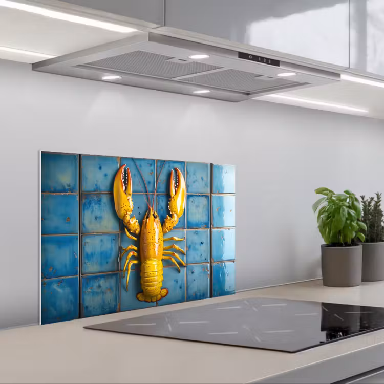 Salpicaderos de cocina - Cáncer - Amarillo - Azul - Azulejos — 1