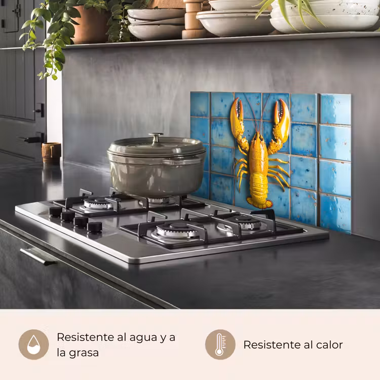 Salpicaderos de cocina - Cáncer - Amarillo - Azul - Azulejos — 2