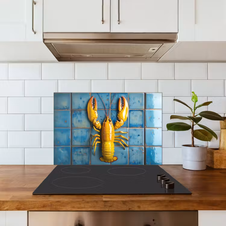 Salpicaderos de cocina - Cáncer - Amarillo - Azul - Azulejos — 3