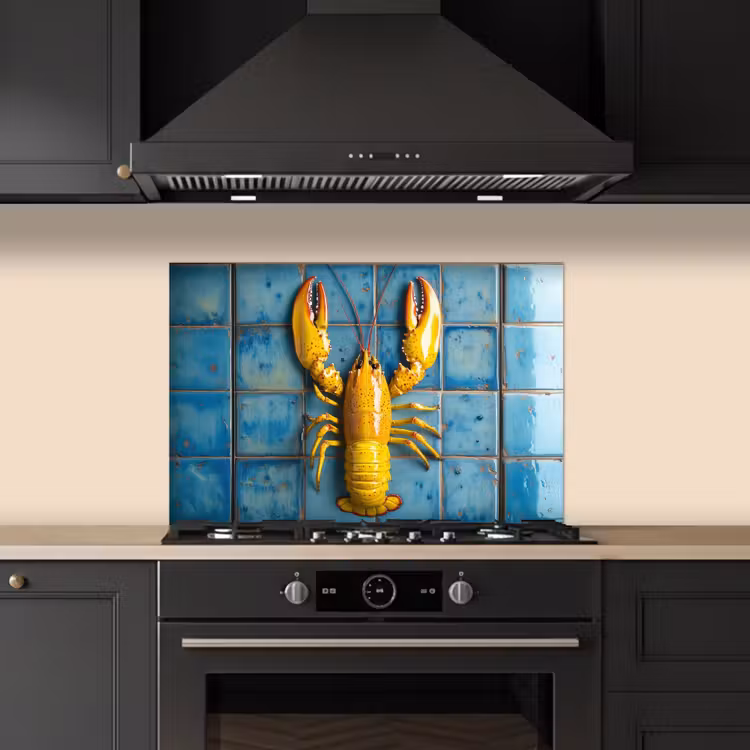 Salpicaderos de cocina - Cáncer - Amarillo - Azul - Azulejos — 5