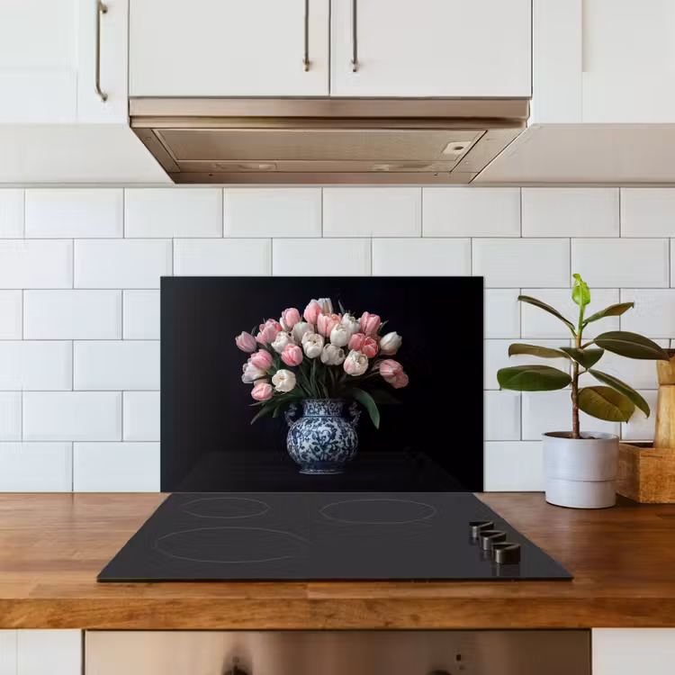 Salpicaderos de cocina - Flores - Rosa - Tulipanes - Jarrón — 3
