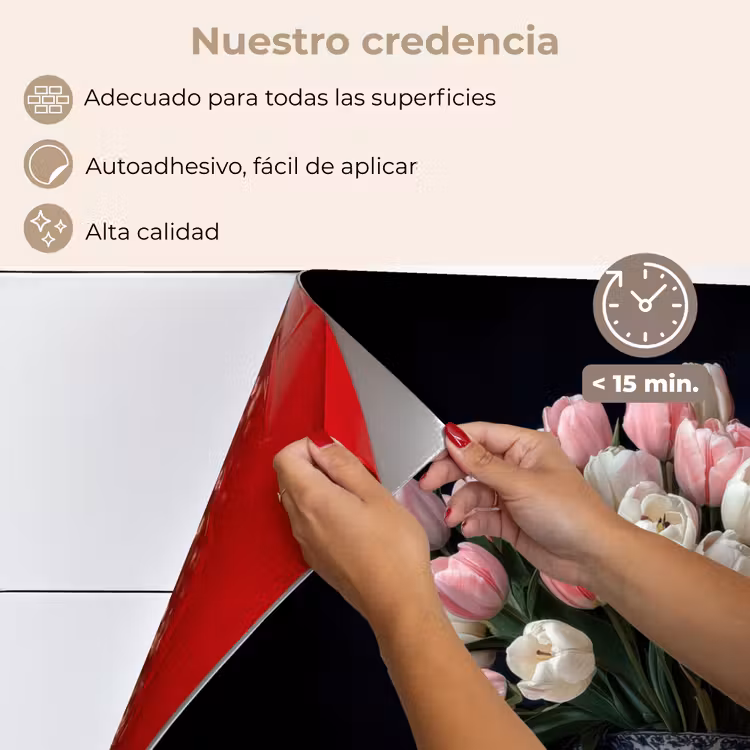 Salpicaderos de cocina - Flores - Rosa - Tulipanes - Jarrón — 4