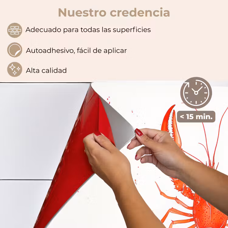Salpicaderos de cocina - Langosta - Acuarela - Naranja — 4