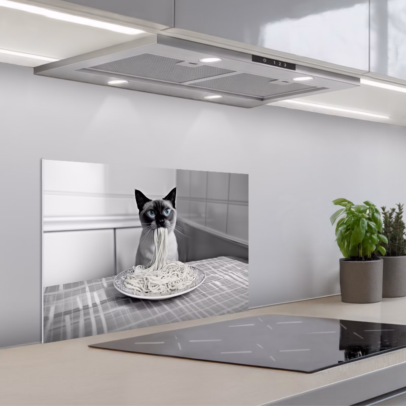 Salpicaderos de cocina - Gato - Siamés - Blanco y negro - Lindo - Animales — 1