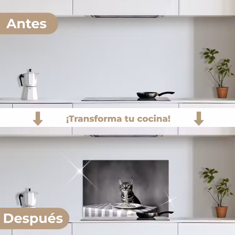 Salpicaderos de cocina - Bengala - Gato - Mantel - Negro - Blanco - Animal — 7