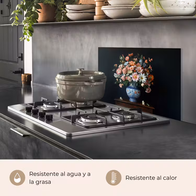 Salpicaderos de cocina - Madera - Jarrón - Colores - Flores — 2