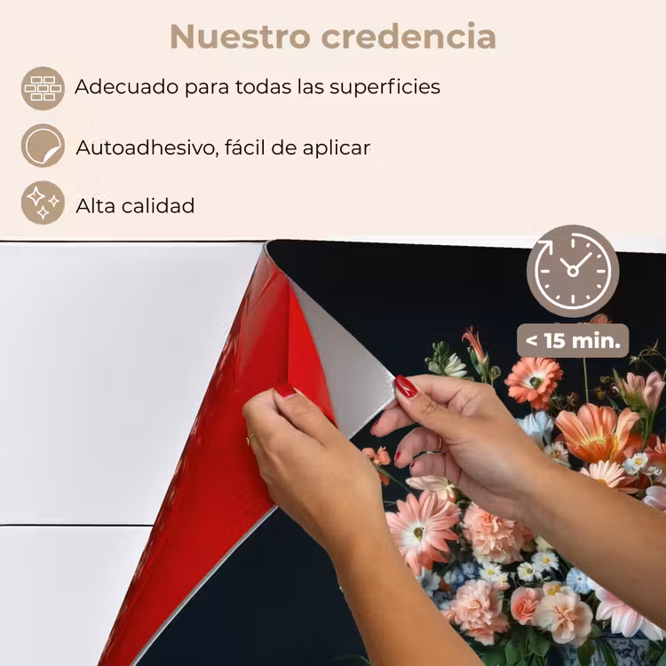 Salpicaderos de cocina - Madera - Jarrón - Colores - Flores — 4
