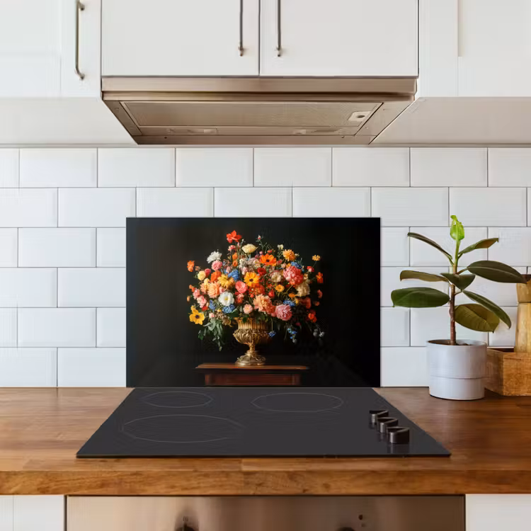 Salpicaderos de cocina - Oro - Flores - Colores - Jarrón — 3