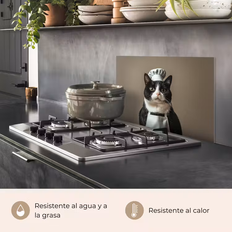 Salpicaderos de cocina - Gato - Ropa de cocinero - Negro - Blanco — 2
