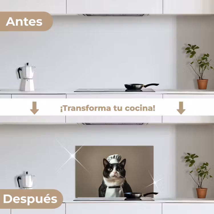 Salpicaderos de cocina - Gato - Ropa de cocinero - Negro - Blanco — 7