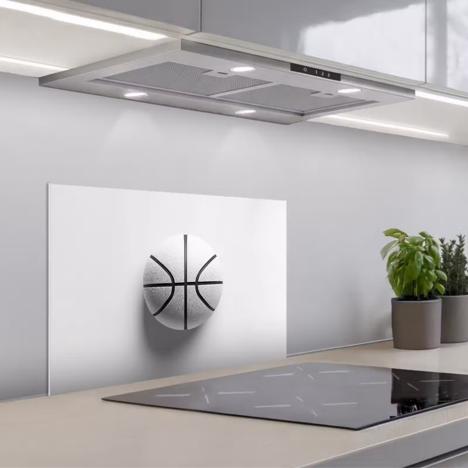 Salpicaderos de cocina - Baloncesto - Blanco - Sombra - Líneas — 1