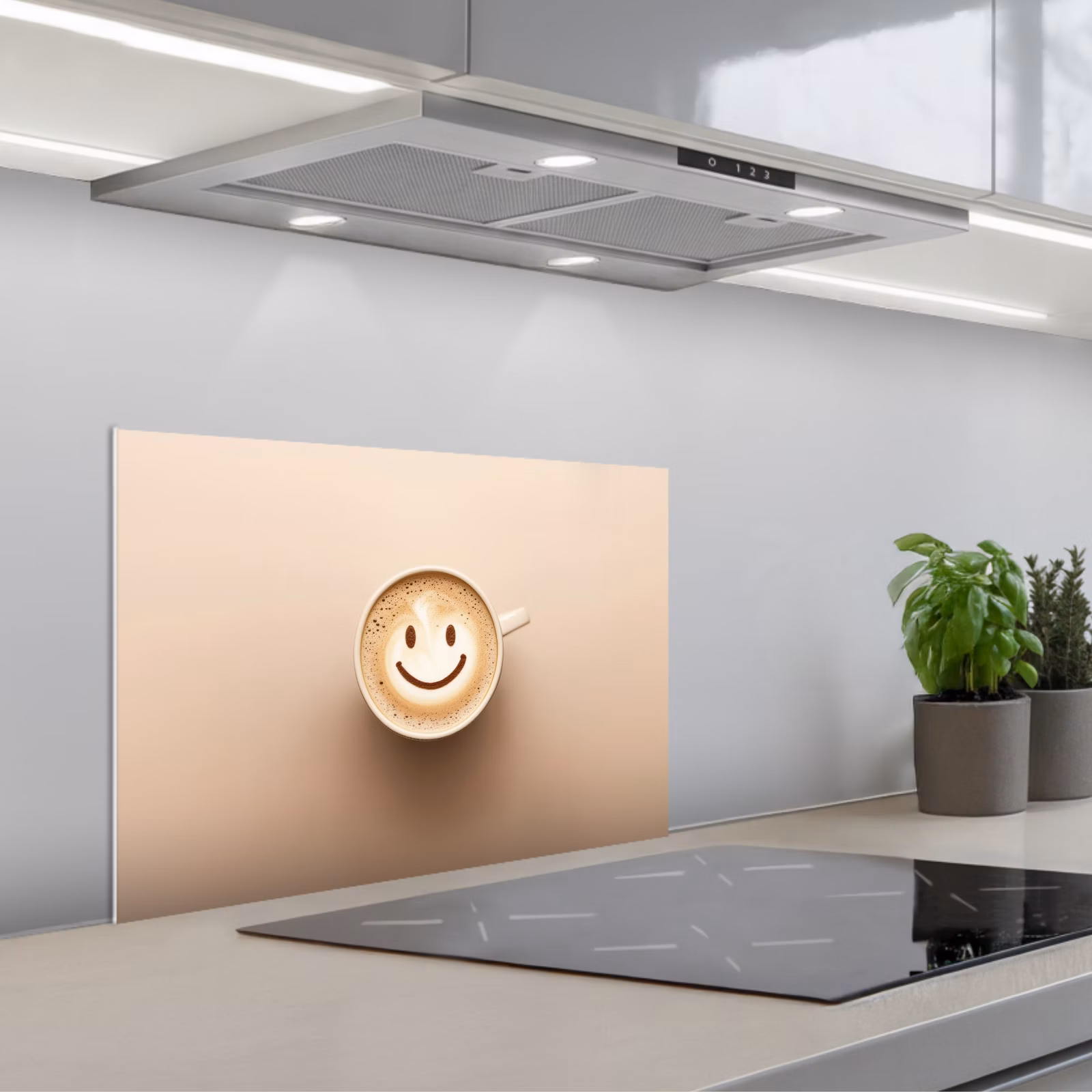 Salpicaderos de cocina - Café - Espuma de leche - Sonrisa - Beige — 1
