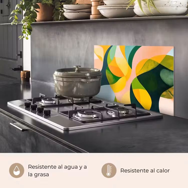 Salpicaderos de cocina - Abstracto - Amarillo - Rosa - Verde — 2