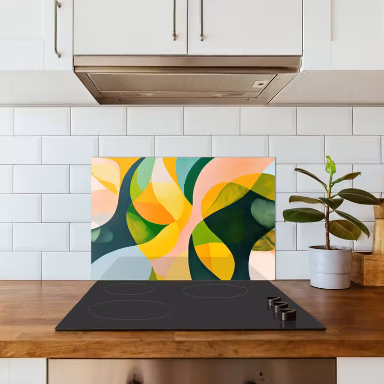 Salpicaderos de cocina - Abstracto - Amarillo - Rosa - Verde — 3