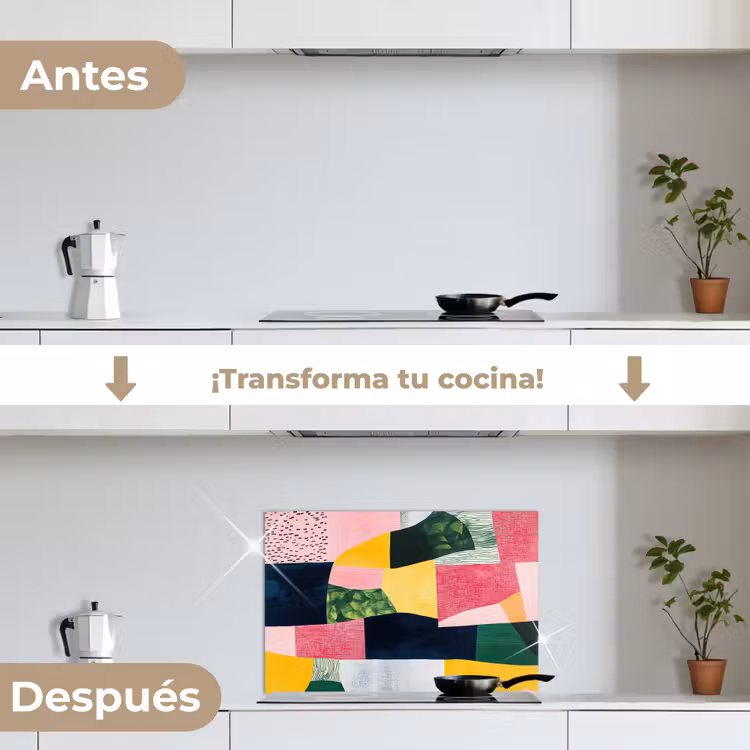 Salpicaderos de cocina - Abstracto - Rosa - Formas - Amarillo — 7