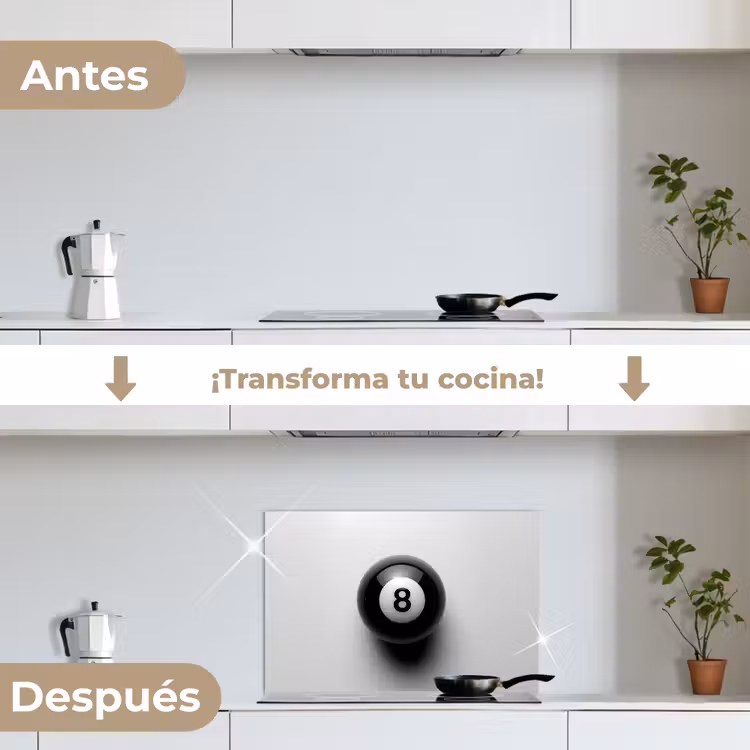 Salpicaderos de cocina - Bola de billar - Número - Ocho - Blanco — 7