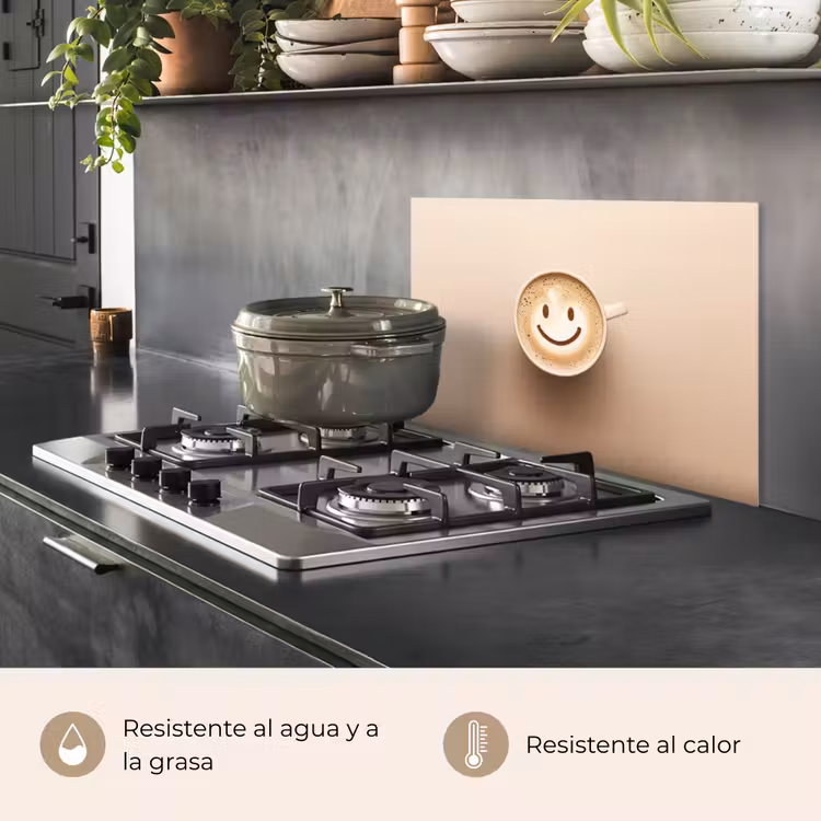 Salpicaderos de cocina - Café - Espuma de leche - Sonrisa - Beige — 2