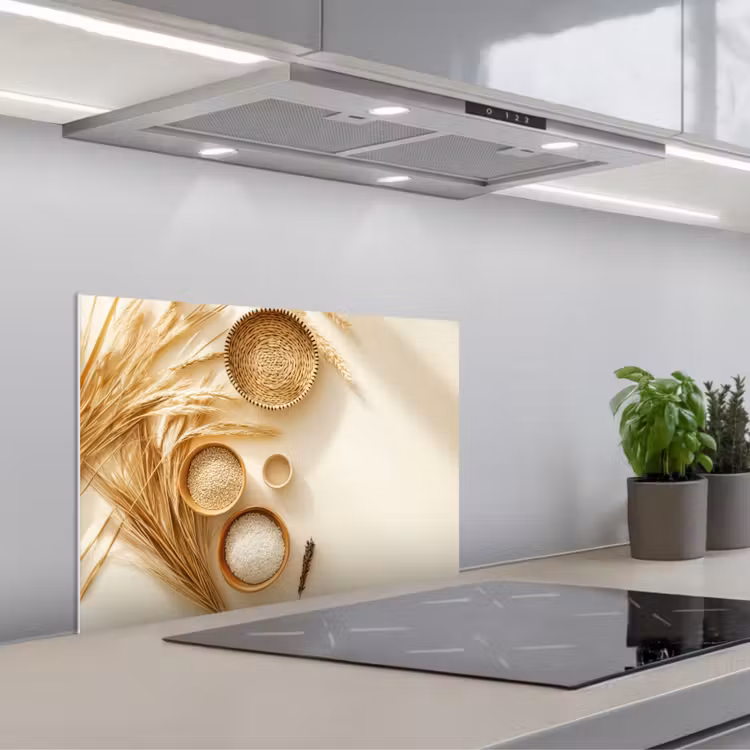 Salpicaderos de cocina - Cereales - Madera - Cuenco - Beige — 1