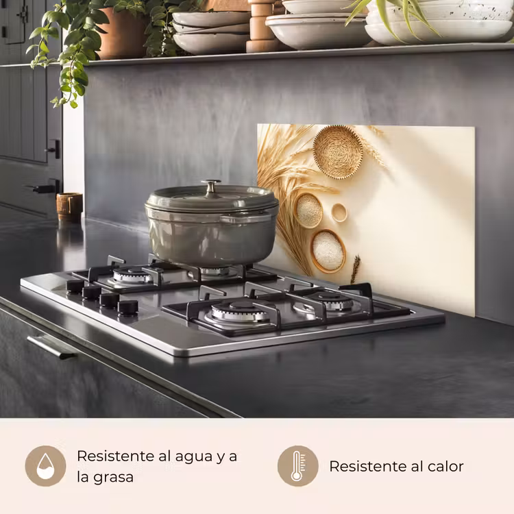 Salpicaderos de cocina - Cereales - Madera - Cuenco - Beige — 2