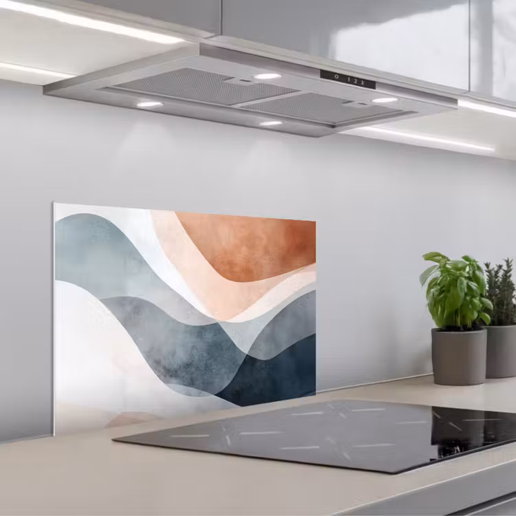 Salpicaderos de cocina - Abstracto - Olas - Azul — 1
