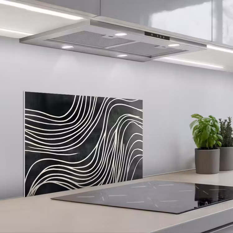 Salpicaderos de cocina - Líneas - Motivo - Abstracto - Blanco — 1