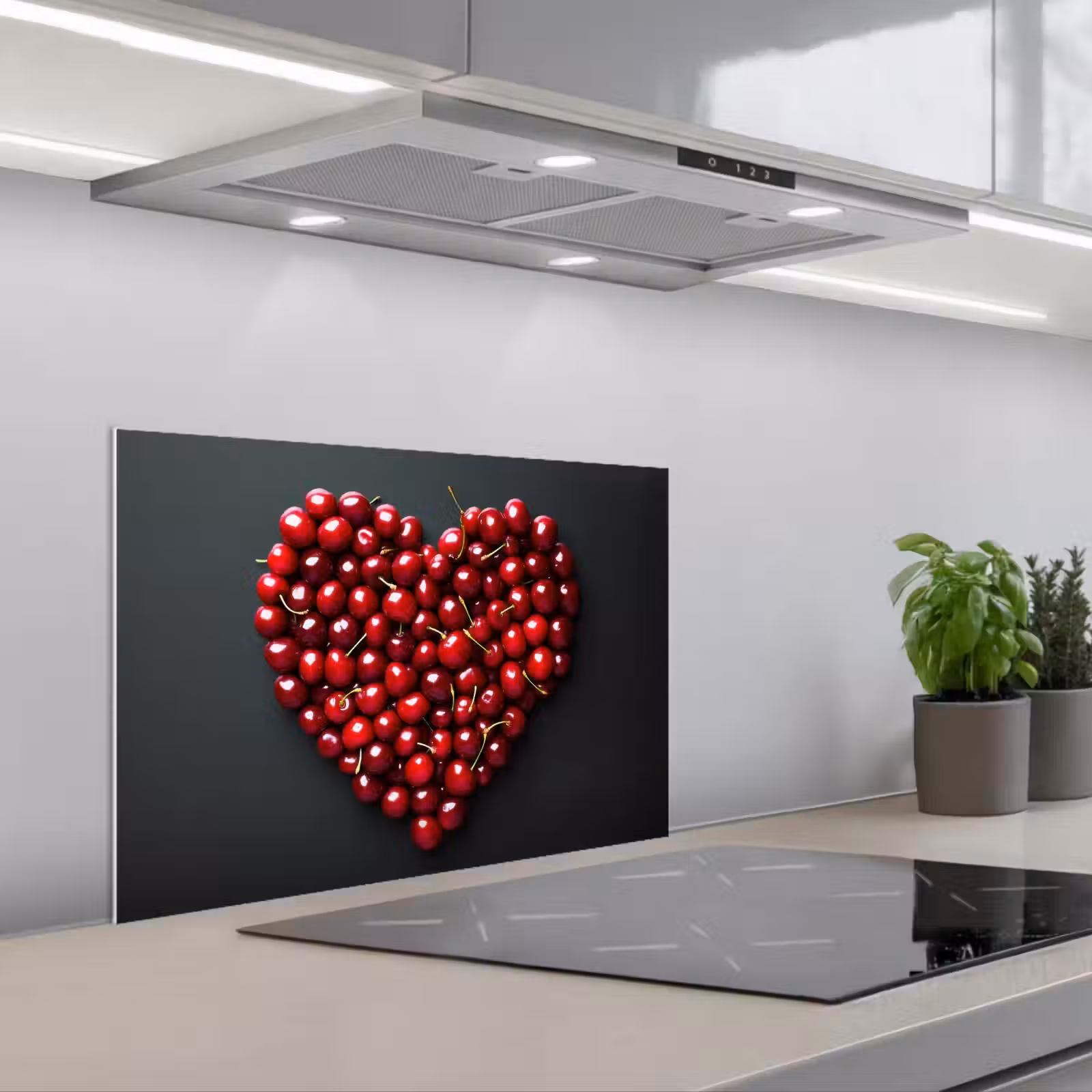 Salpicaderos de cocina - Cereza - Corazón - Rojo - Negro — 1