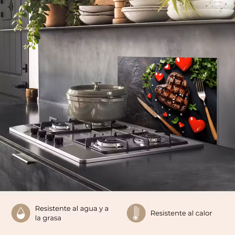 Salpicaderos de cocina - Bistec - Corazón - Cubiertos — 2