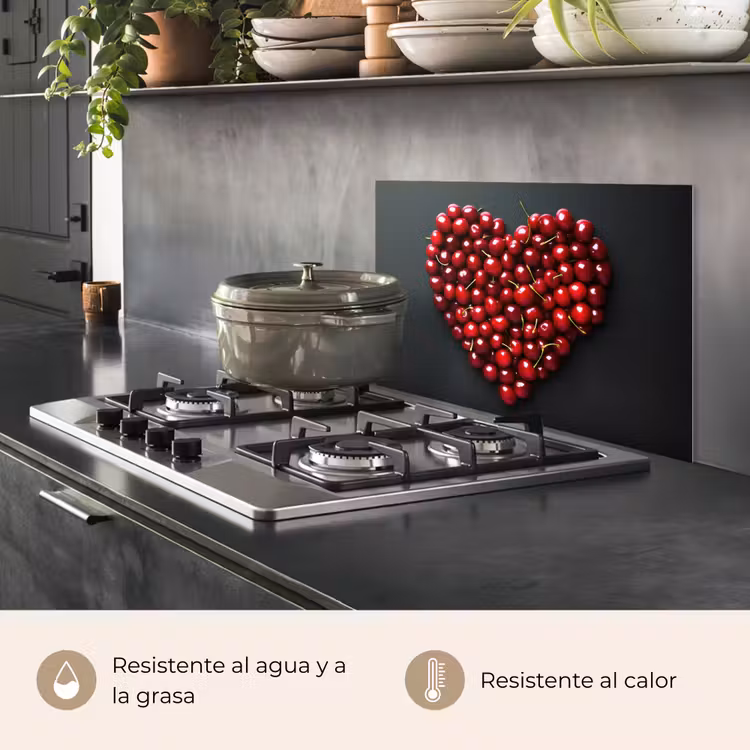 Salpicaderos de cocina - Cereza - Corazón - Rojo - Negro — 2