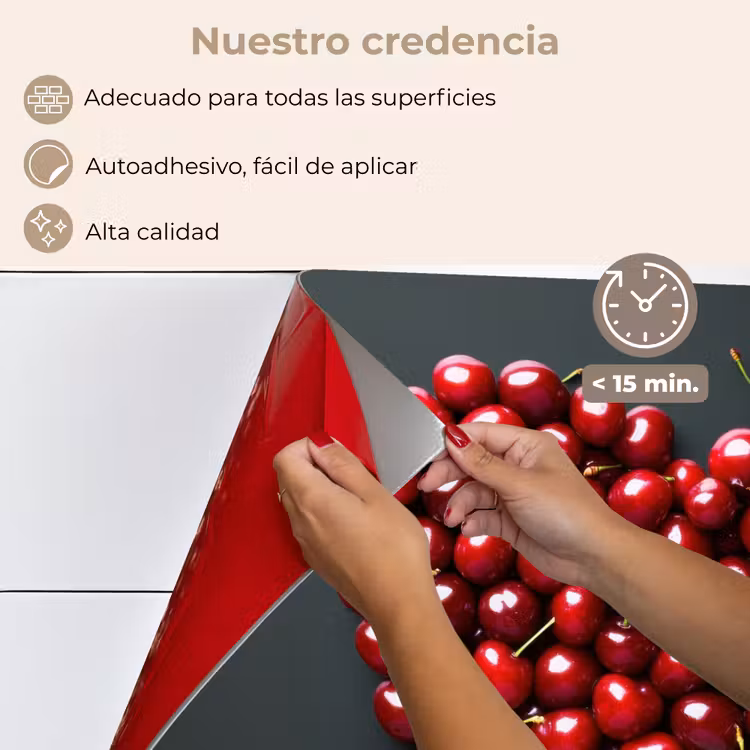 Salpicaderos de cocina - Cereza - Corazón - Rojo - Negro — 4