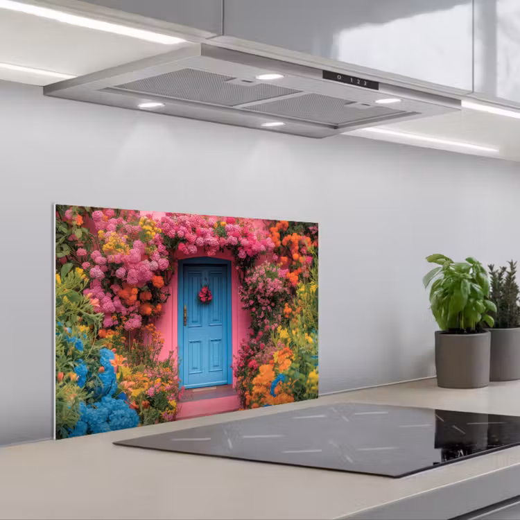 Salpicaderos de cocina - Flores - Puerta - Rosa — 1