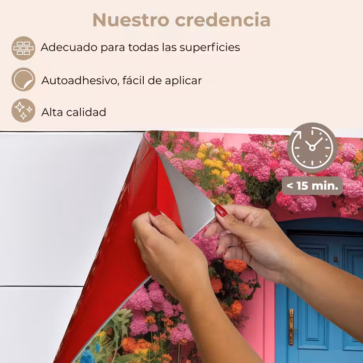 Salpicaderos de cocina - Flores - Puerta - Rosa — 4