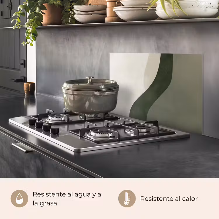 Salpicaderos de cocina - Japandi - Verde - Abstracto - Moderno — 2