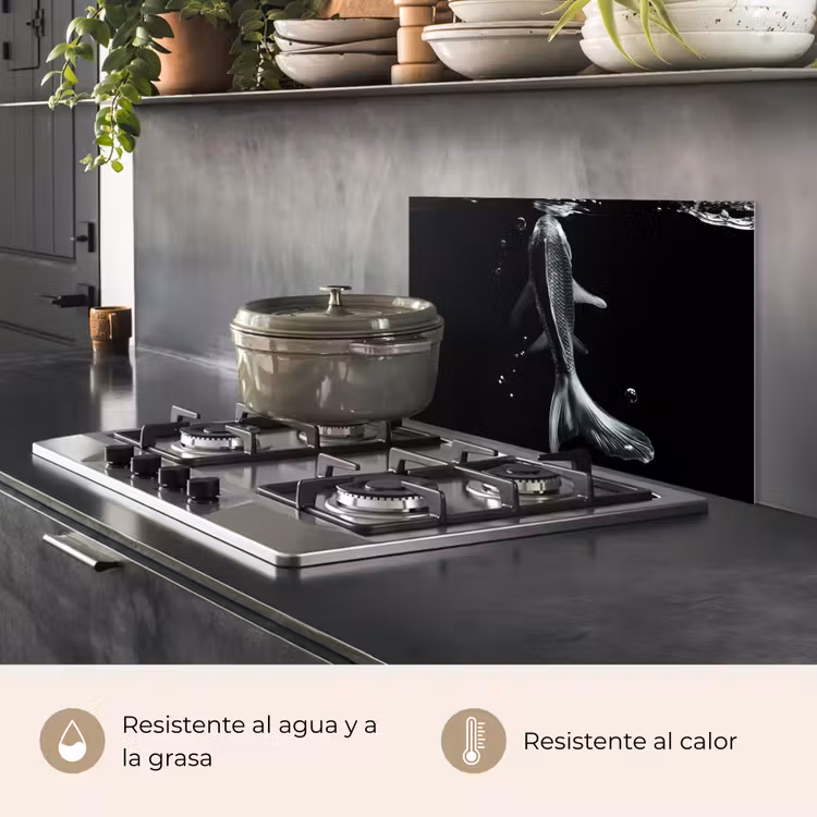 Salpicaderos de cocina - Koi - Pez - Agua - Negro — 2