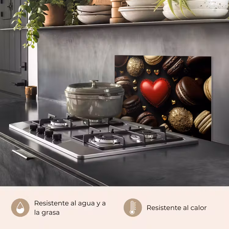 Salpicaderos de cocina - Macarrones - Rojo - Corazón — 2
