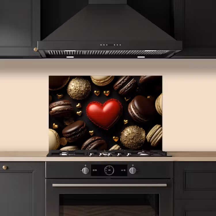 Salpicaderos de cocina - Macarrones - Rojo - Corazón — 5
