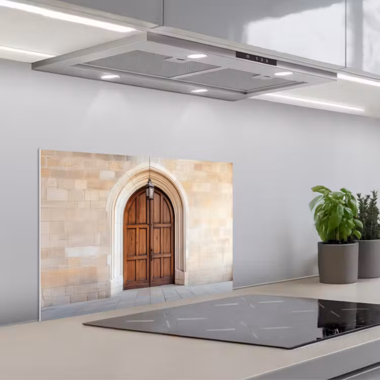 Salpicaderos de cocina - Madera - Puerta - Farol — 1