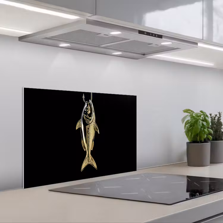 Salpicaderos de cocina - Oro - Pez - Gancho - Negro — 1