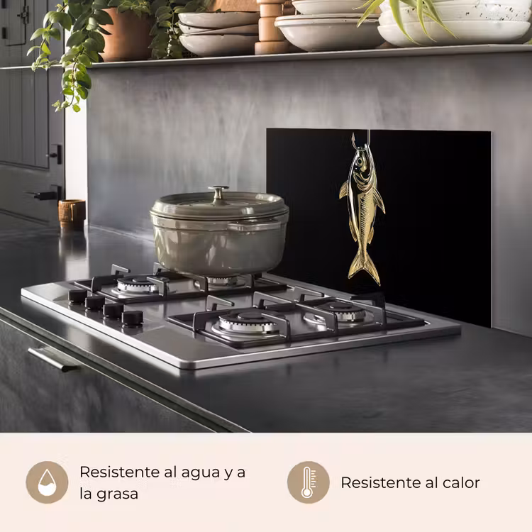 Salpicaderos de cocina - Oro - Pez - Gancho - Negro — 2