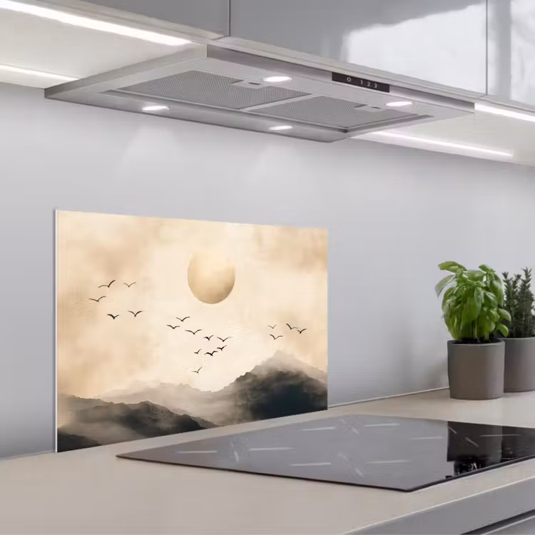 Salpicaderos de cocina - Paisaje - Japandi - pájaro — 1